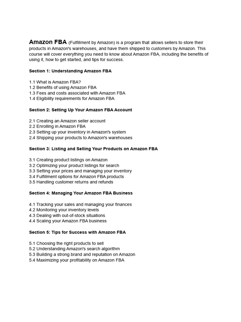 Amazon FBA | PDF