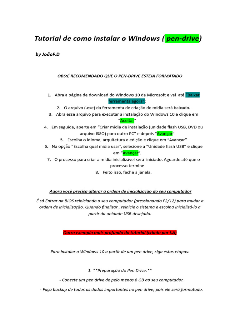 Tutorial de Como Baixar o Windows (جواو ف د) | PDF