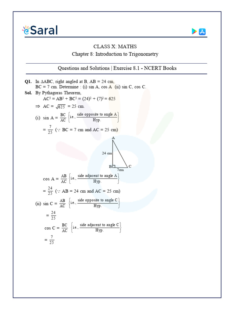 NCERT Solutions For Class 10 Maths Chapter 8 Introduction To ...