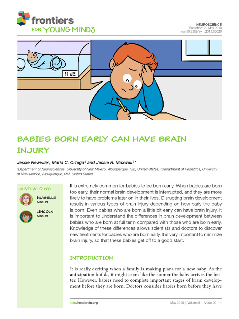 Babies Born Early Can Have Brain Injury - Preterm Babies | PDF