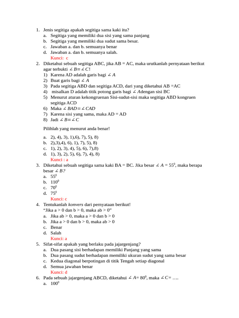 Soal Ulangan Bab 5 | PDF