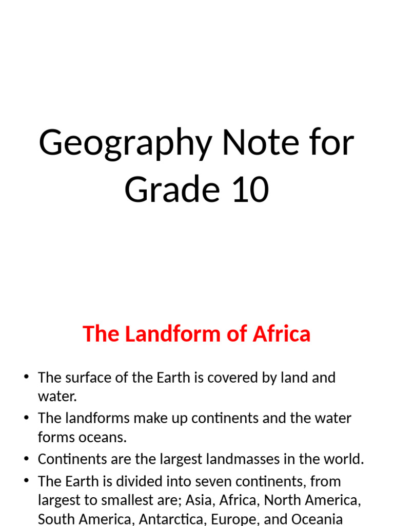 Geography Grade 10 Note 2 | PDF