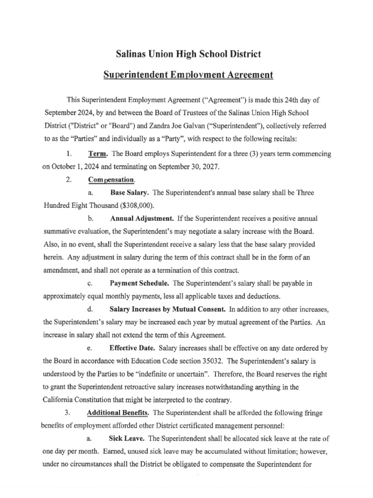 Superintendent Employment Agreement 09.24.24 | PDF