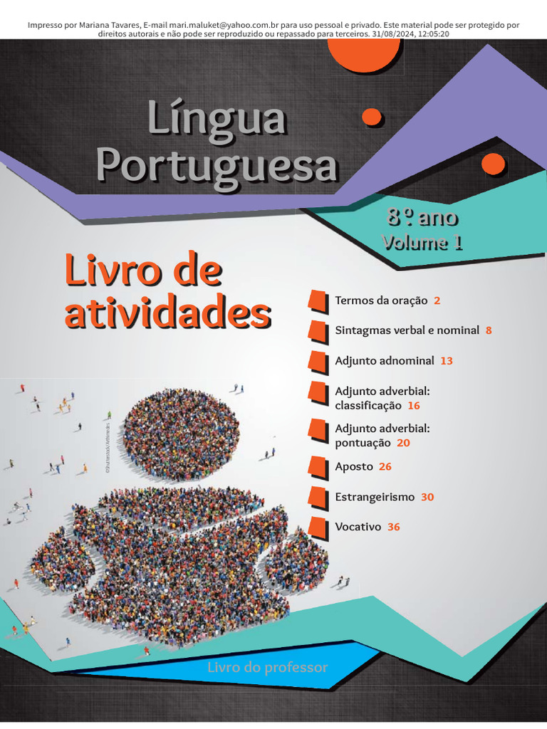 EF 8º ANO - PORTUGUÊS - LIVRO DE ATIVIDADES - VOLUME 1 (PROFESSOR ...