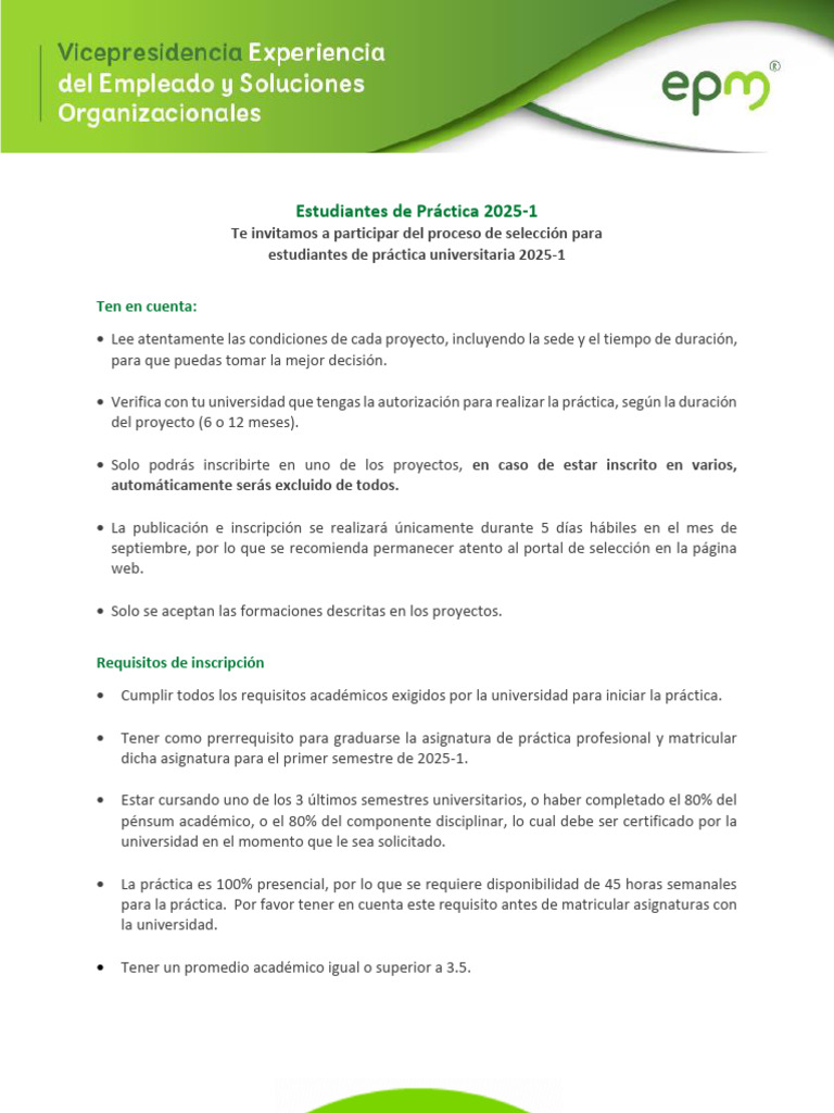 Estudiantes de Practica 2025 1 Requisitos | PDF