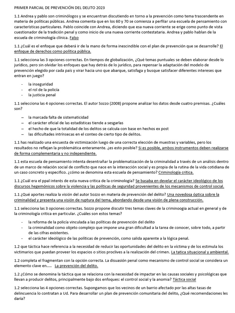 26 - 08 Primer Parcial de Prevención Al Delito 2023 | PDF | Prevención ...