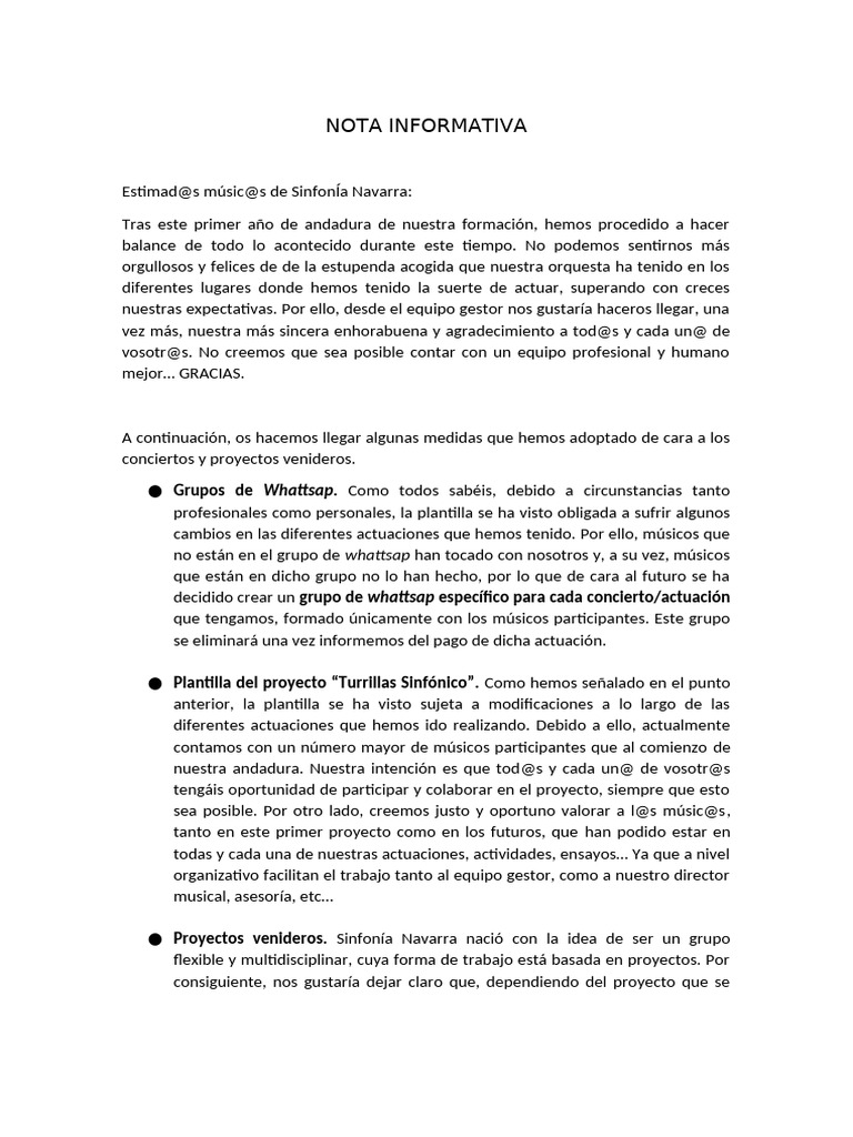 Nota Informativa | PDF