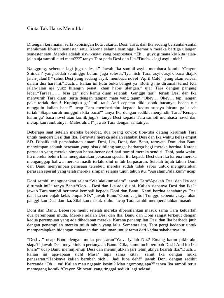 Cinta Tak Harus Memiliki | PDF