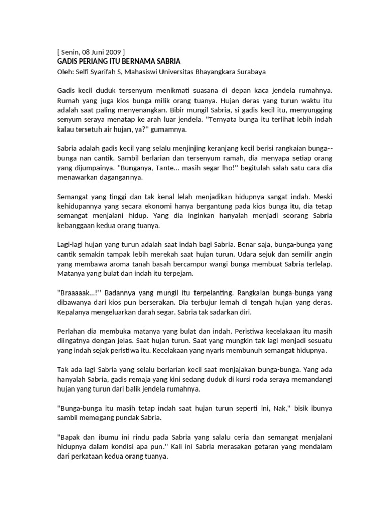 Gadis Periang Itu Bernama Sabria | PDF