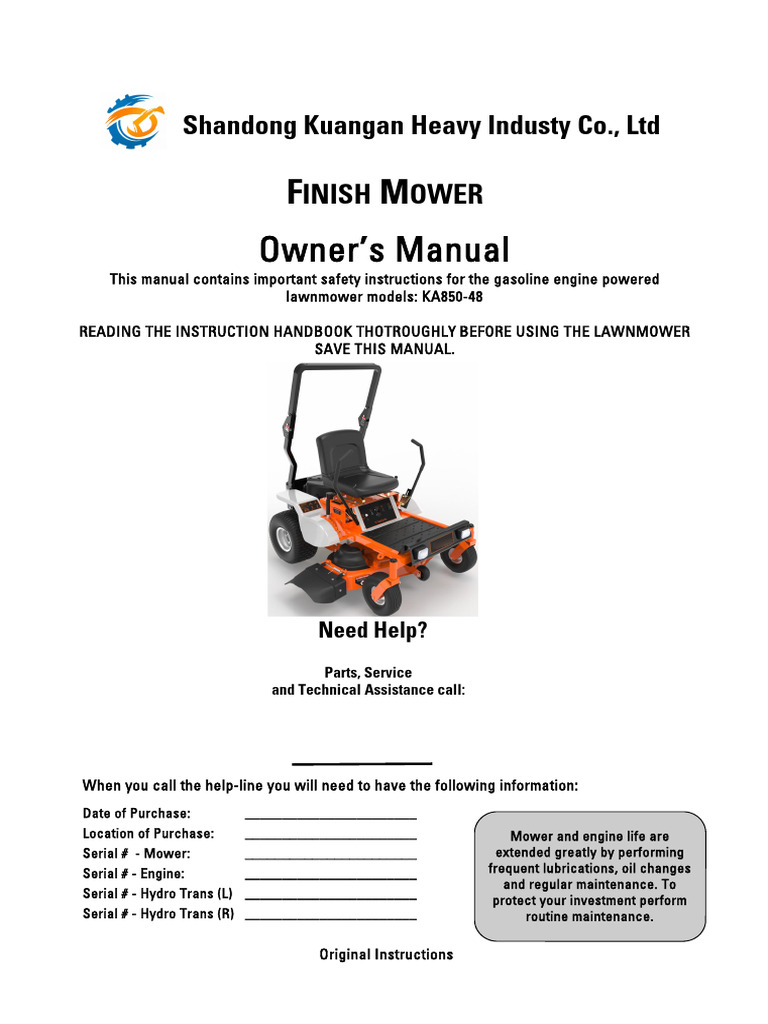 KA850-48 Lawn Mower Manual | PDF