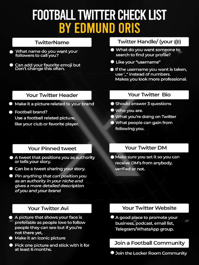 Football Twitter Checklist | PDF
