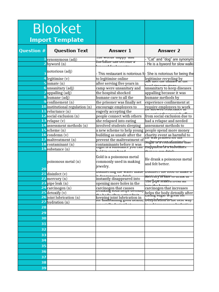 Blooket Spreadsheet Import Template-CRBqcEp3 | PDF