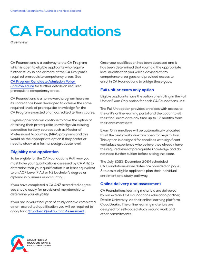 CA Foundations Overview and Timetable 2023 2024 | PDF
