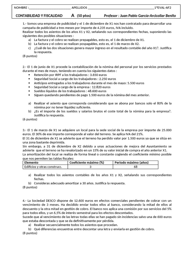 Contabilidad y Fiscalidad: Ejercicios Prácticos | PDF | Economias ...
