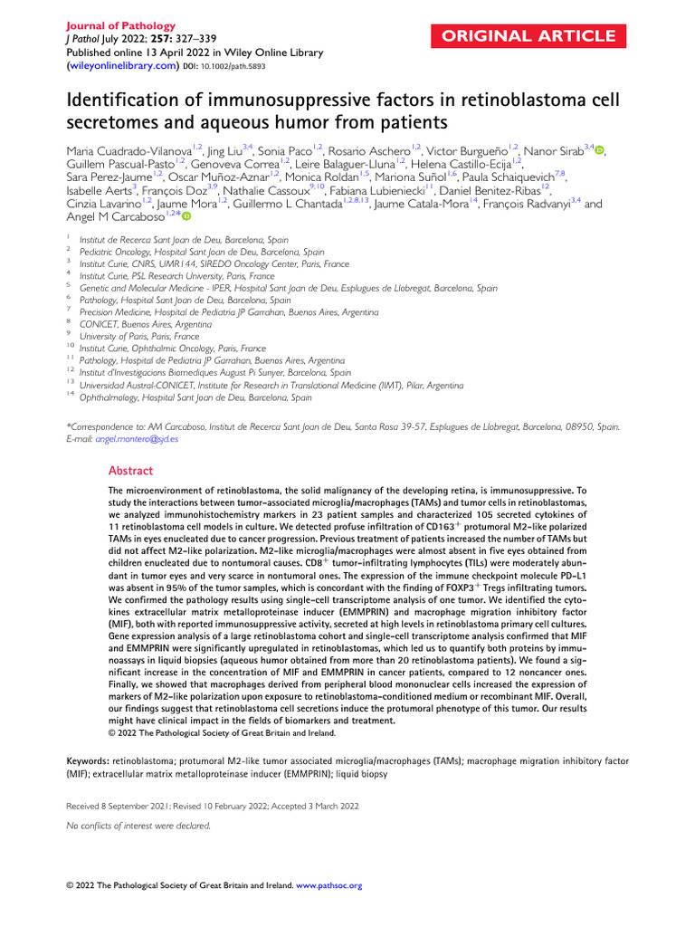 Immunosuppressive Factors in Retinoblastoma | PDF | Cytokine | Science ...