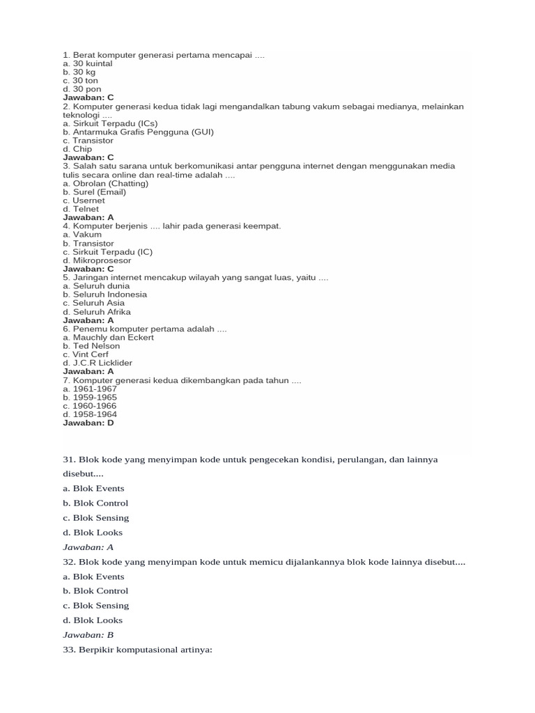 Soal Informatika Kelas 8 Pdf