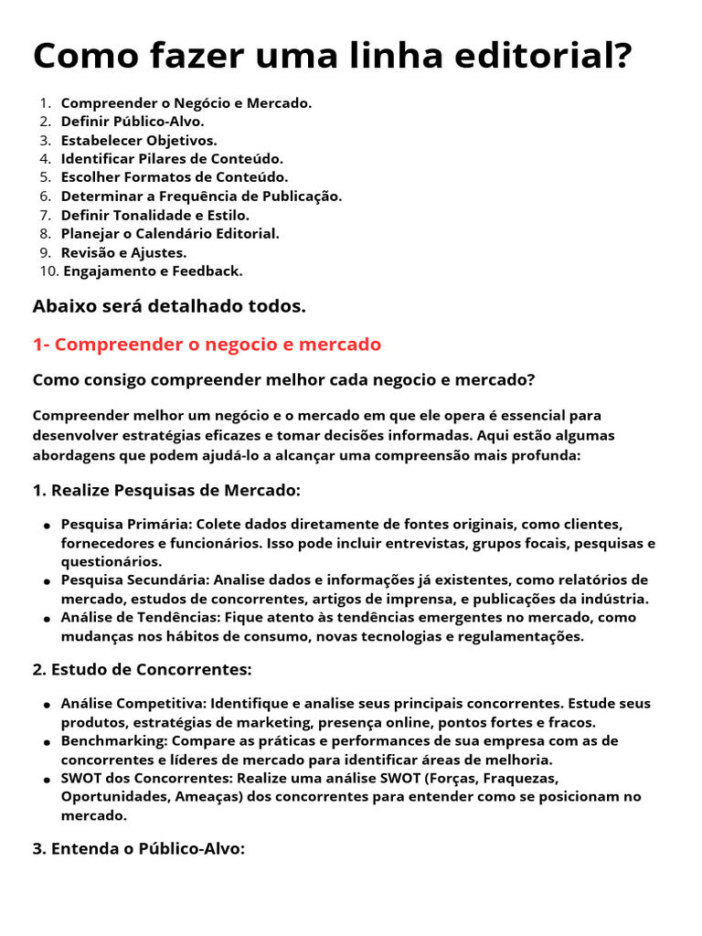 Como fazer uma linha editorial para criação de conteudo | PDF