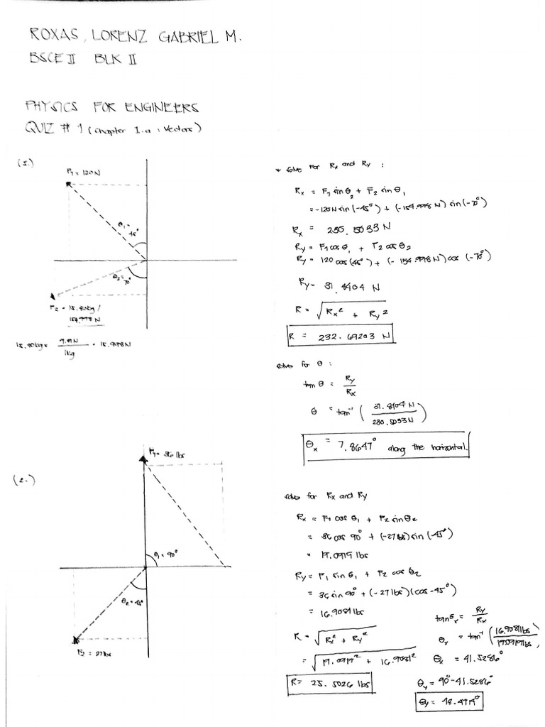 Phys 221 Quiz 1 Vectors | PDF