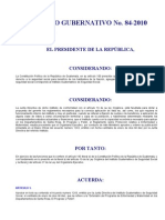 ACUERDO GUBERNATIVO 84-2010 Ampliación Cuotas IGSS Peten, Santa Rosa