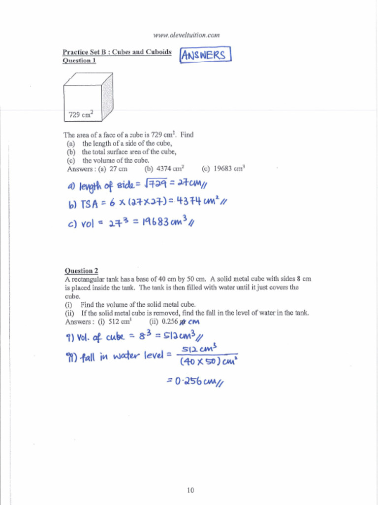 Volume and Surface Area - Teaching Worksheet #1 (Set B) | PDF