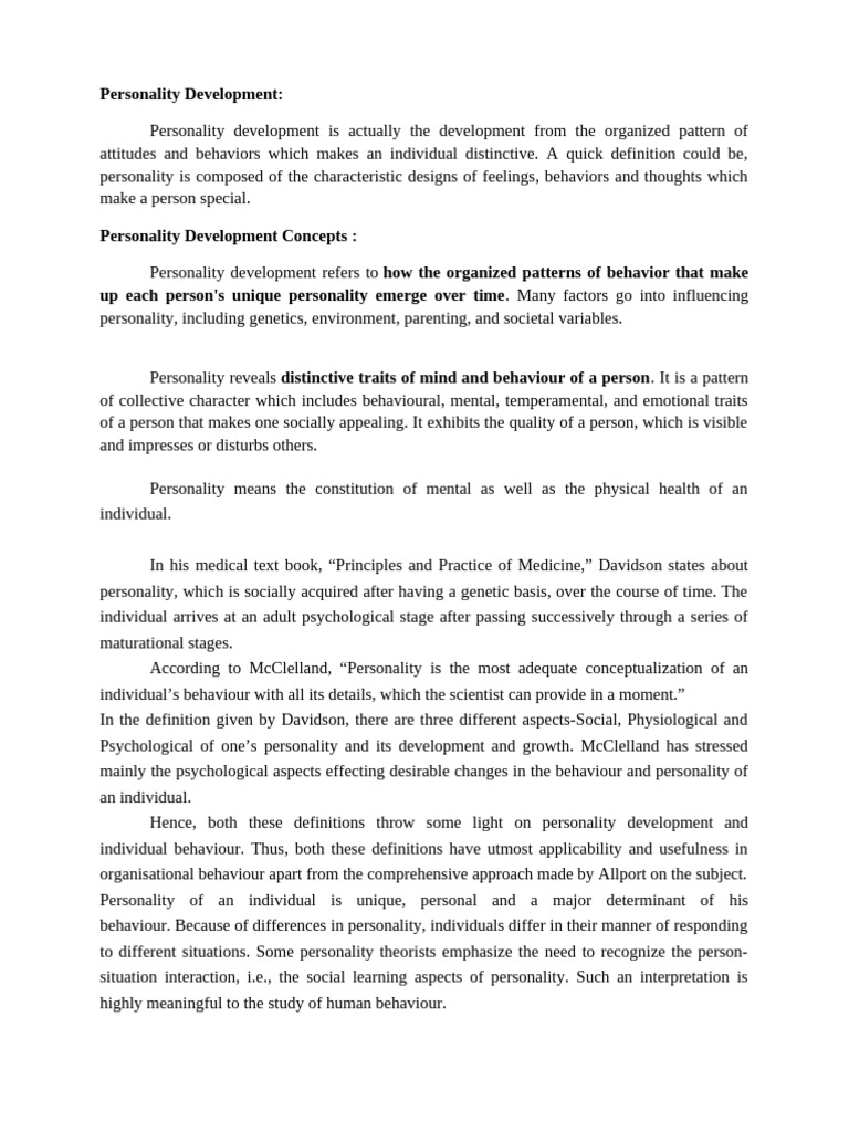 Personality Development Unit 1 Notes Pdf