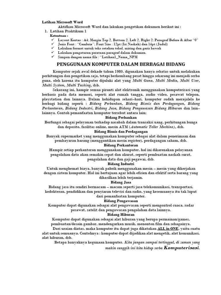 Latihan Microsoft Word Pdf