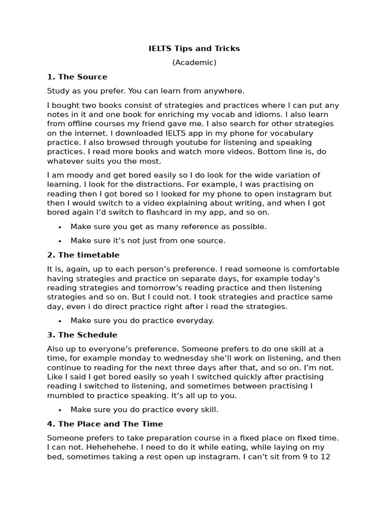 IELTS Tips and Tricks | PDF