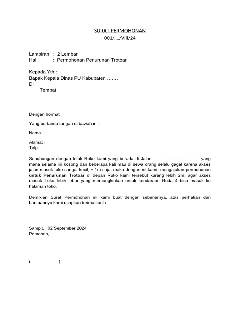 Surat Permohonan Pu Pdf
