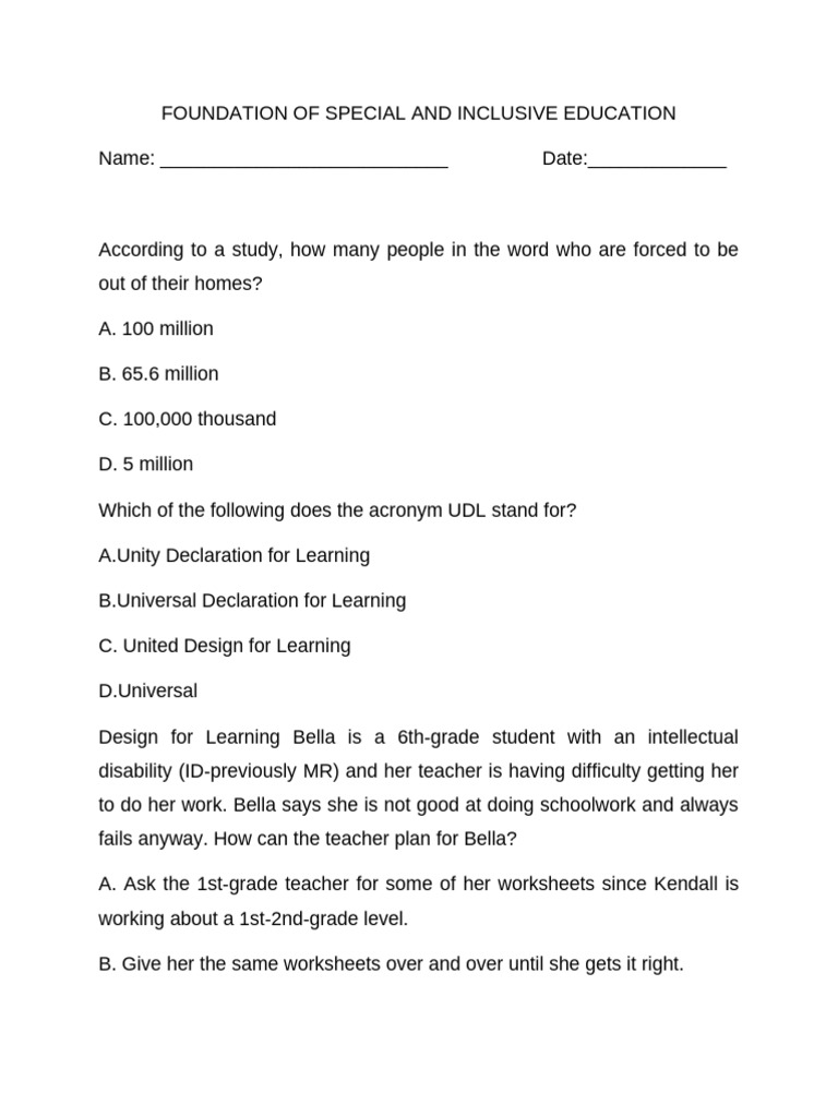 Foundation of Special and Inclusive Education | PDF