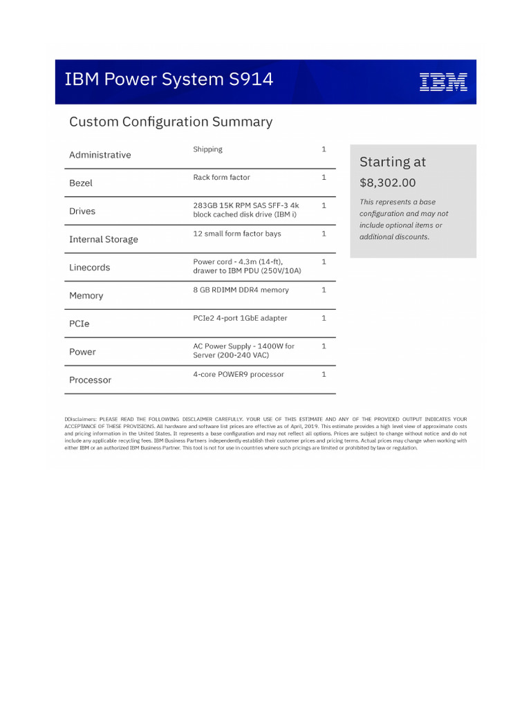 IBM Power System S914 | PDF