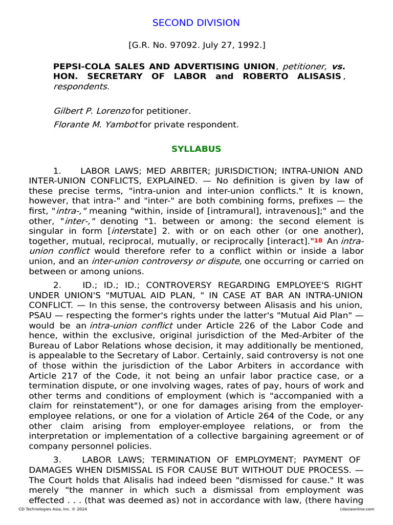 Pepsi cola sales advertising union vs secretary pdf