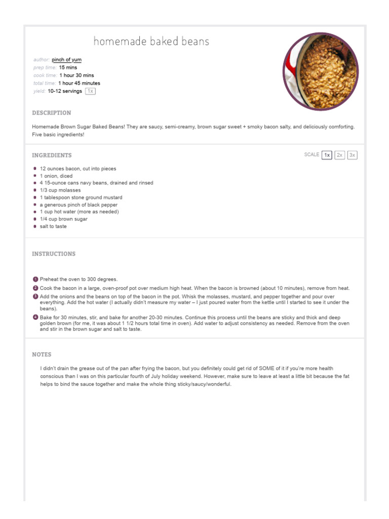 Homemade Brown Sugar Baked Beans Recipe | PDF