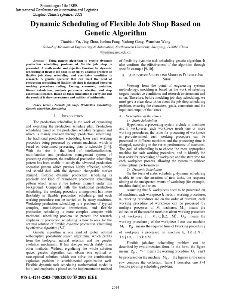 Dynamic Scheduling of Flexible Job Shop Based On Genetic Algorithm ...