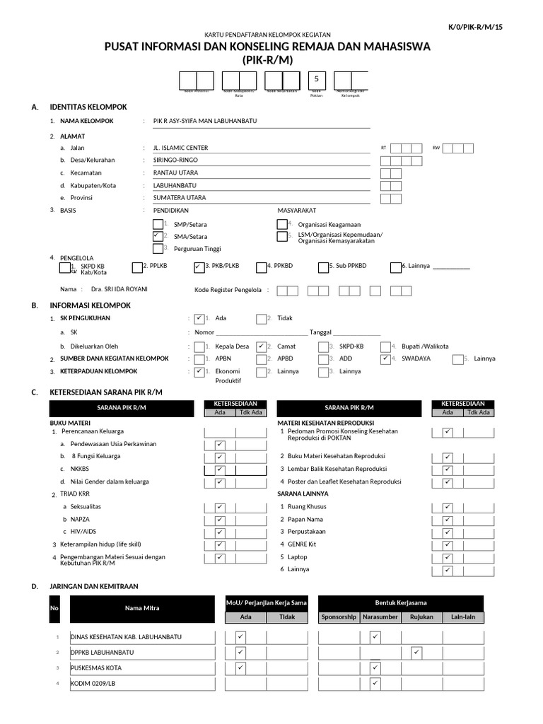 Formulir Pik-R.m 15 | PDF