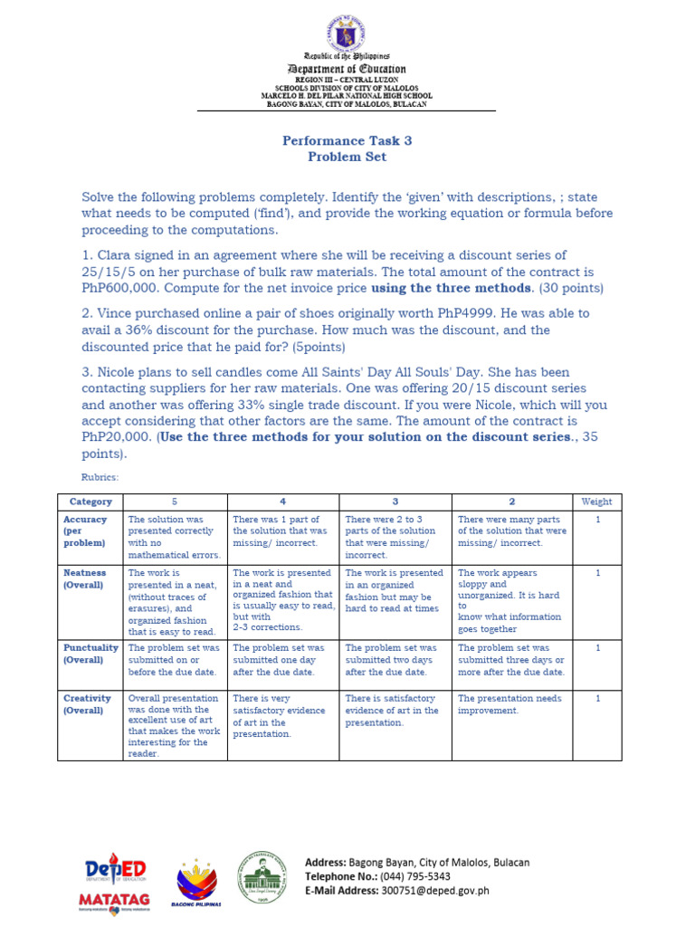 Performance Task 3 | PDF