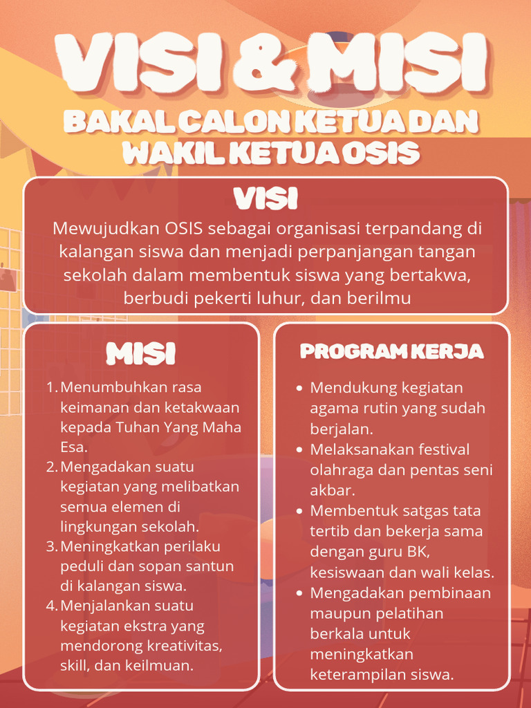Poster Visi Misi Ketua Osis Modern Ilustratif Putih Merah Bata | PDF
