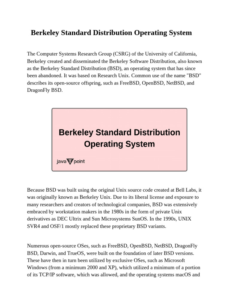 Berkeley Standard Distribution Operating System | PDF