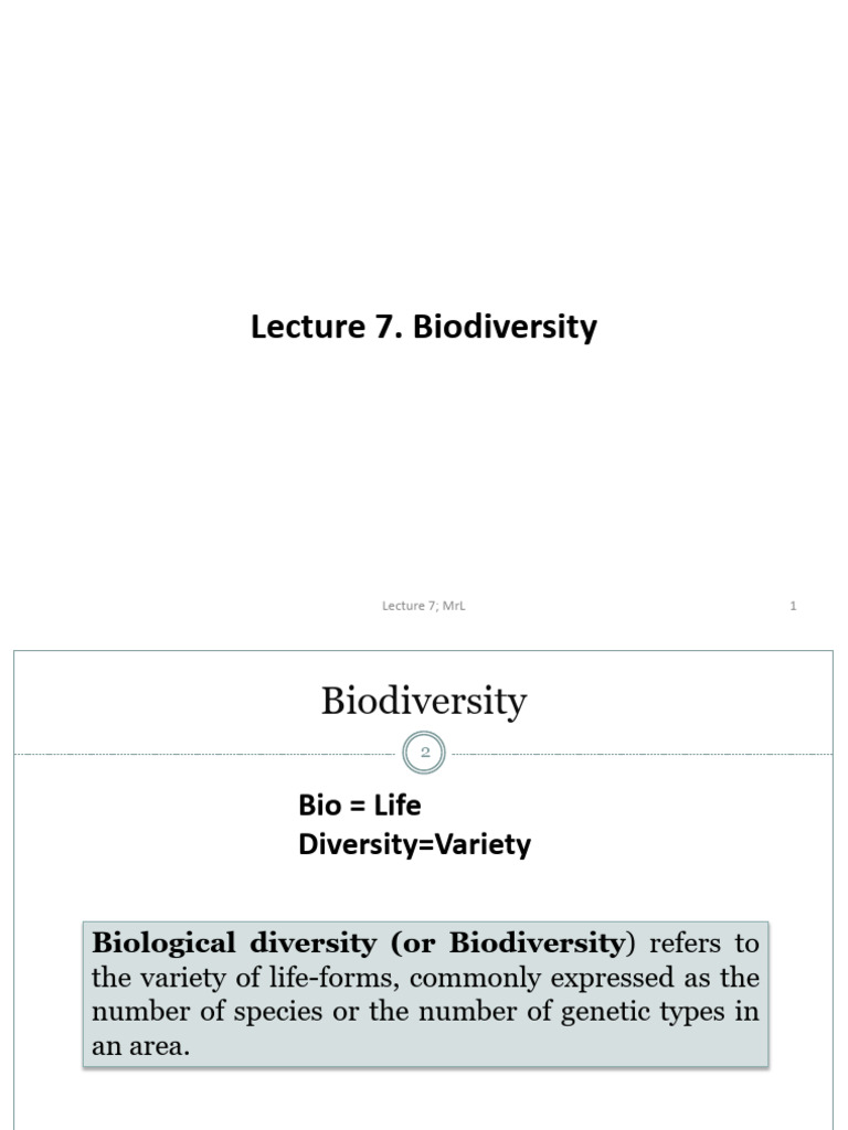 ENV 107 Lecture+7 Biodiversity | PDF