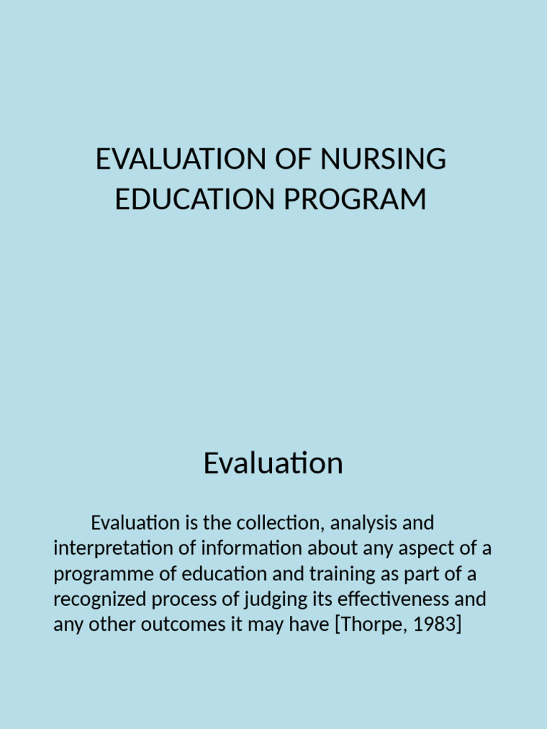 Evaluation of Nursing Program | PDF