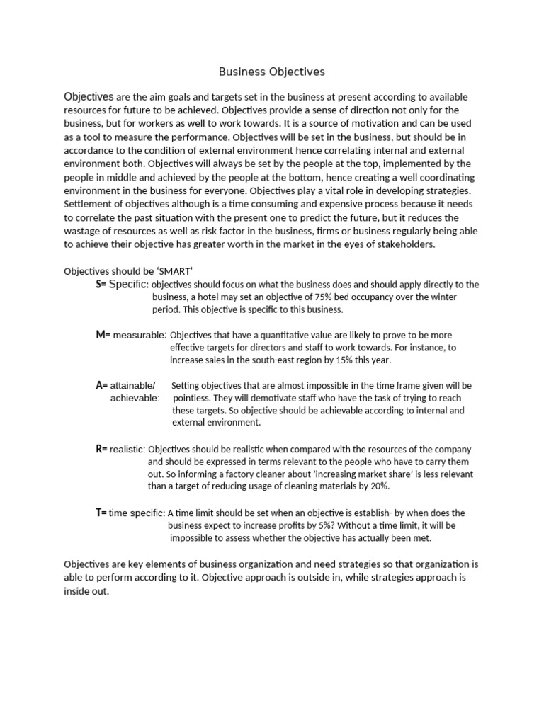 Ch-4 Business Objectives | PDF