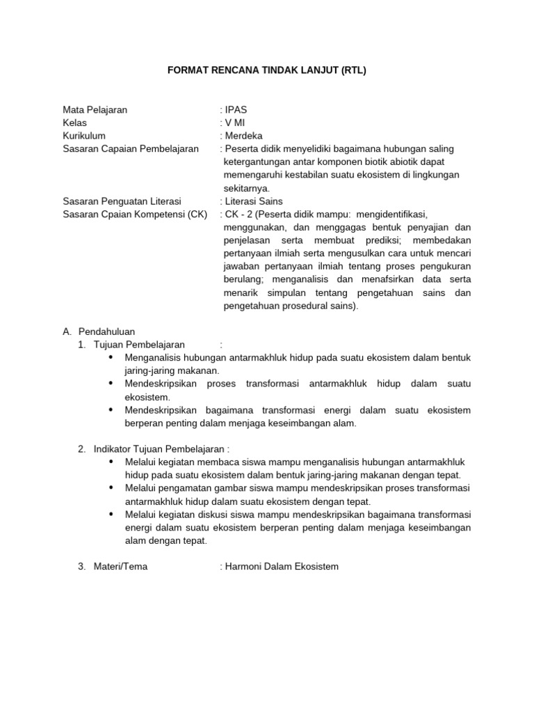 Format RTL Utami Nurul Hasanah | PDF
