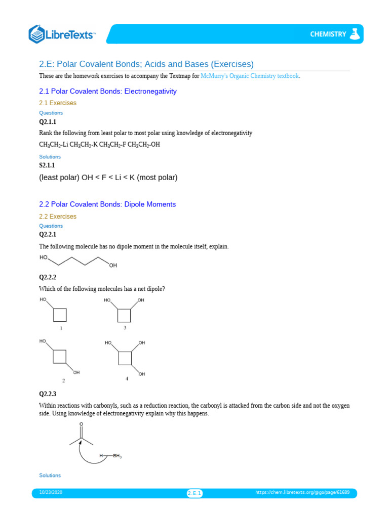 02 - Polar Covalent Bonds Acids and Bases | PDF