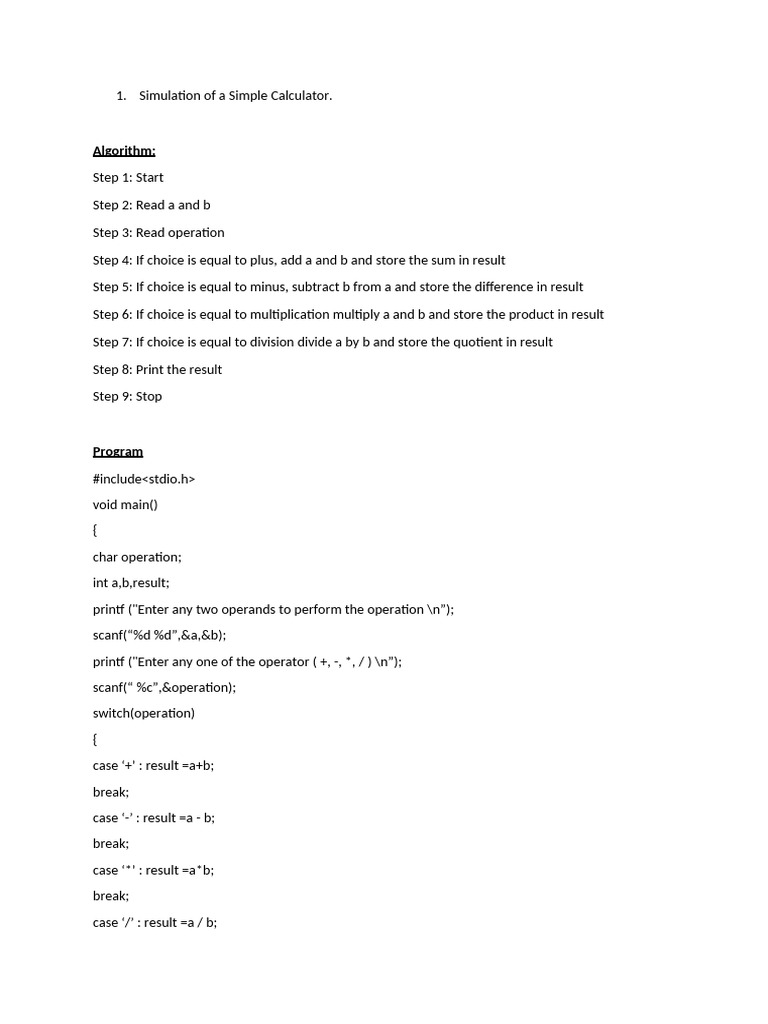 Simple Calculator | PDF