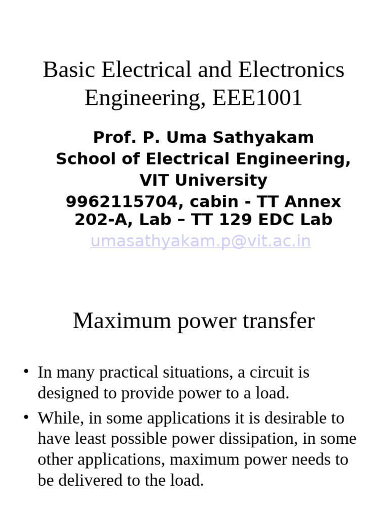 Max Power Transfer Theorem | PDF