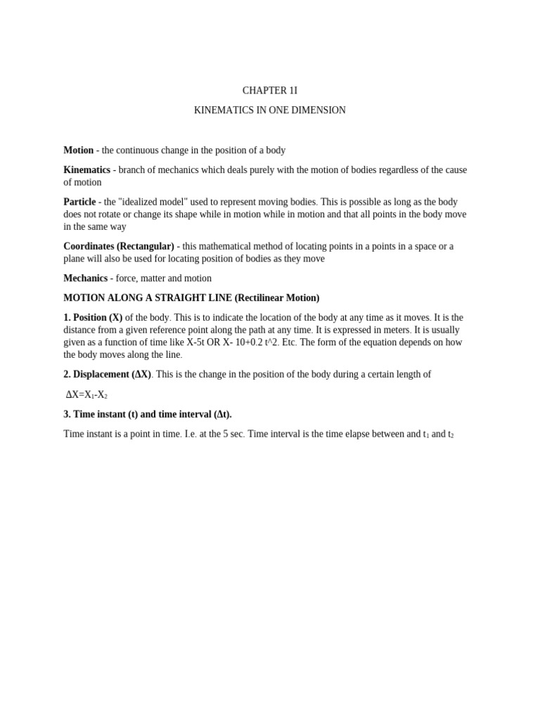 Motion in One Dimension | PDF