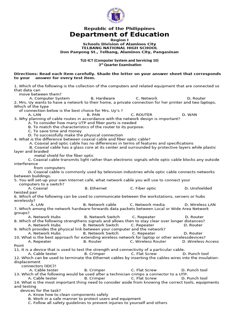 Test Question Format | PDF