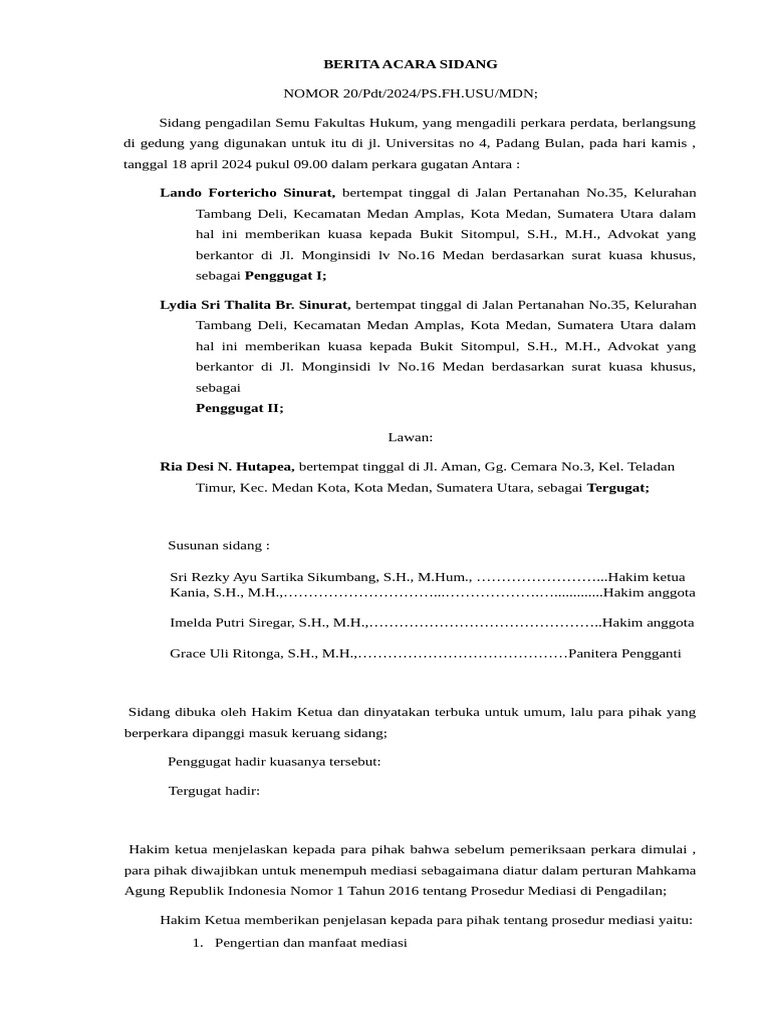 Bap Sidang Pertama | PDF