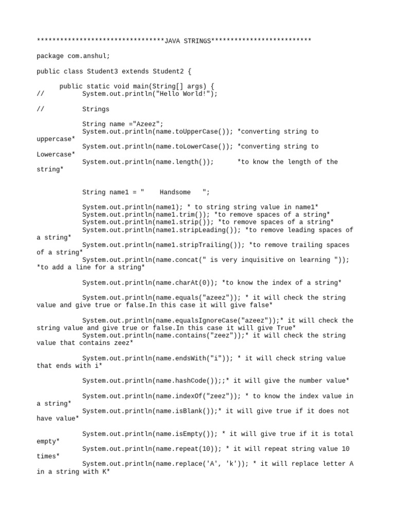 W3 Java Strings Interview