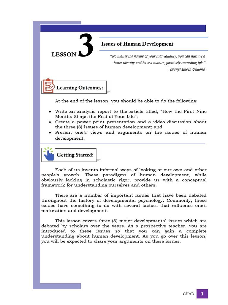 Key Issues in Human Development Analysis | PDF | Behavior ...
