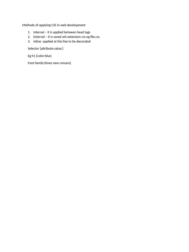 Methods of Applying CSS in Web Development | PDF